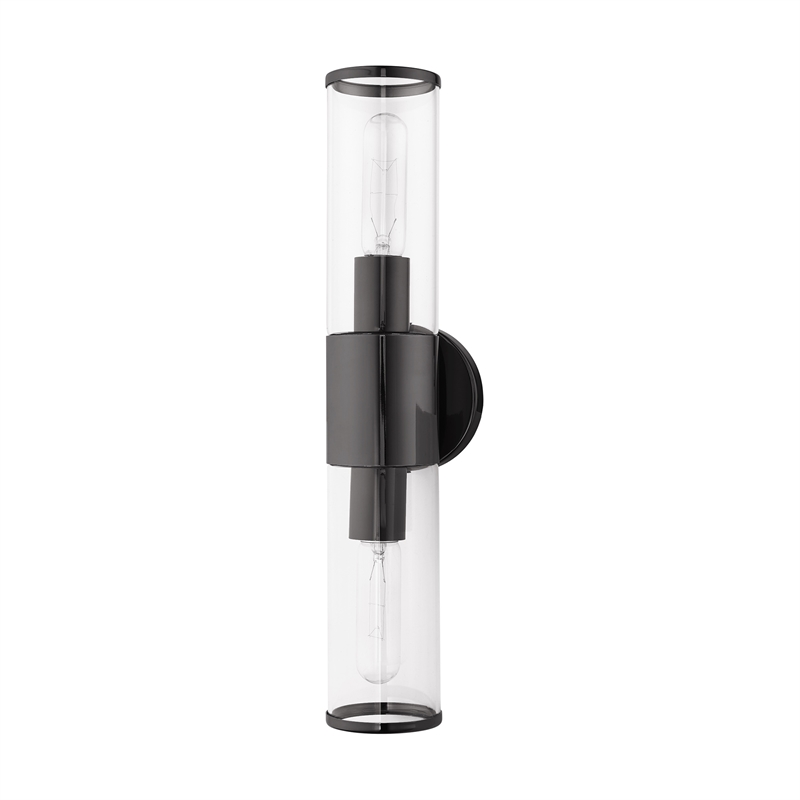 Livex Lighting Banca 2-Light Metal & Glass ADA Vanity Sconce in Black Chrome