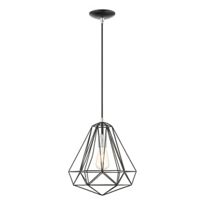 Livex Lighting Knox 1-Light Farmhouse Metal Single Pendant in Shiny Black