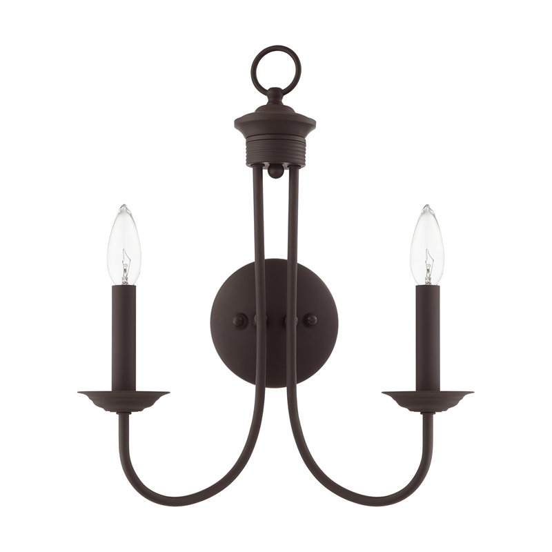 Livex Lighting Estate 2-Light Contemporary Metal Wall Sconce in Bronze