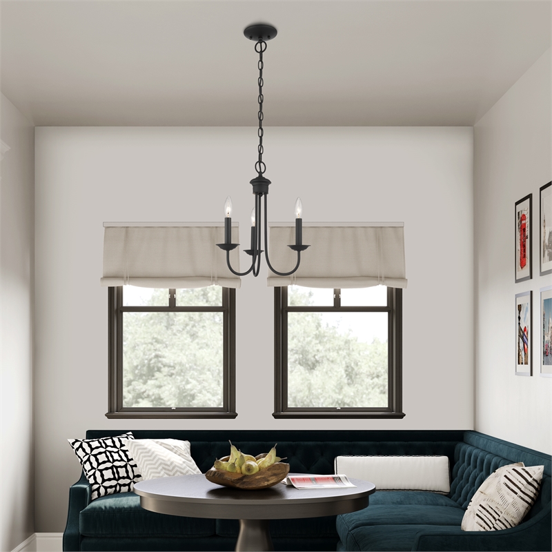 Livex Lighting Estate 3-Light Contemporary Metal Chandelier in Black