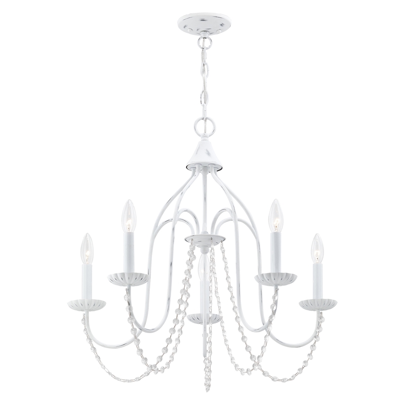 Livex Lighting Alessia 5-Light Contemporary Metal Chandelier in Antique White