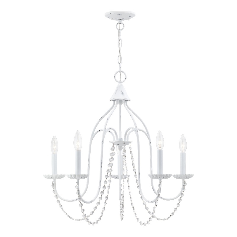 Livex Lighting Alessia 5-Light Contemporary Metal Chandelier in Antique White