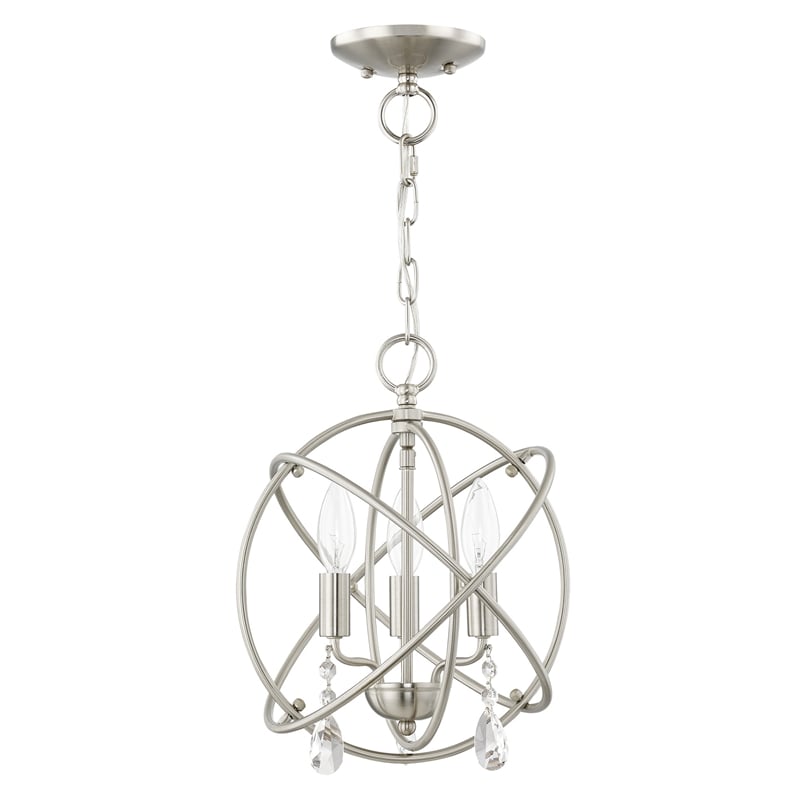 Livex Lighting Aria 3-Light Transitional Metal Chandelier in Brushed Nickel