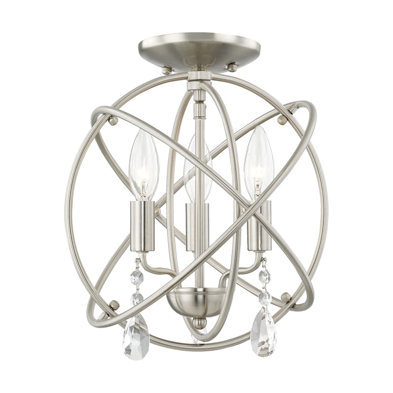 Livex Lighting Aria 3-Light Transitional Metal Chandelier in Brushed Nickel