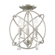 Livex Lighting Aria 3-Light Transitional Metal Chandelier in Brushed Nickel