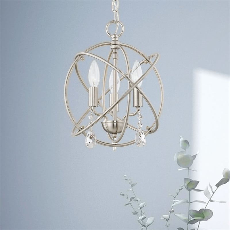 Livex Lighting Aria 3-Light Transitional Metal Chandelier in Brushed Nickel