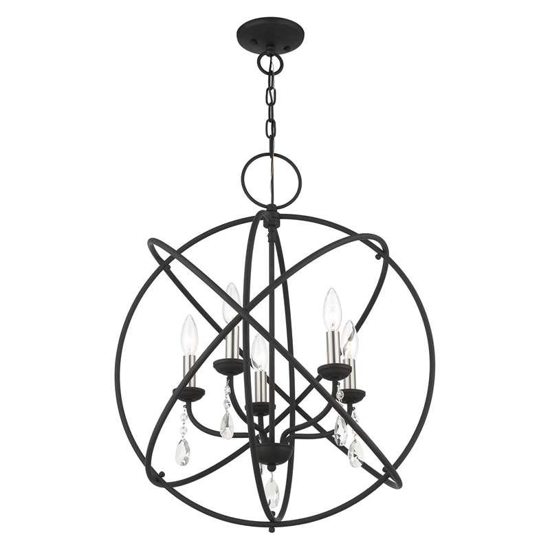 Livex Lighting Aria 5-Light Transitional Metal Chandelier in Black