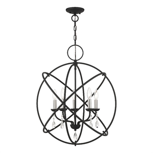 Livex Lighting Aria 5-Light Transitional Metal Chandelier in Black