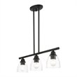 Livex Lighting Montgomery 3-Light Transitional Metal Linear Chandelier in Black