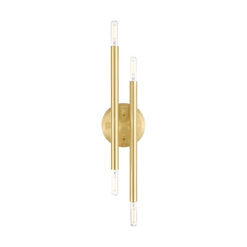 Livex Lighting Soho 4-Light Modern Metal ADA Wall Sconce in Satin Brass