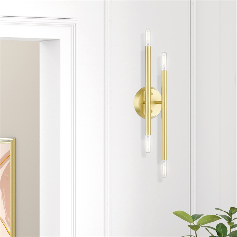 Livex Lighting Soho 4-Light Modern Metal ADA Wall Sconce in Satin Brass