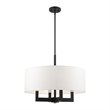 Livex Lighting Cresthaven 4-Light Transitional Metal/Fabric Chandelier in Black