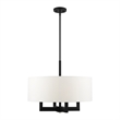 Livex Lighting Cresthaven 4-Light Transitional Metal/Fabric Chandelier in Black