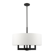 Livex Lighting Cresthaven 4-Light Transitional Metal/Fabric Chandelier in Black