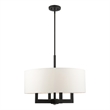 Livex Lighting Cresthaven 4-Light Transitional Metal/Fabric Chandelier in Black