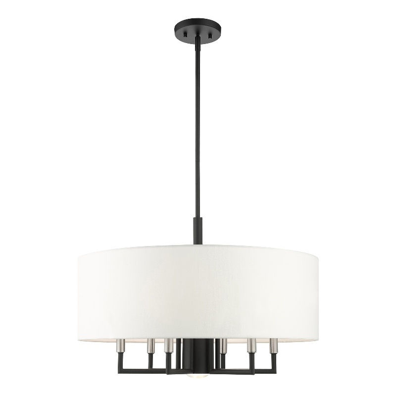 Livex Lighting Meridian 7-Light Metal & Fabric Pendant Chandelier in Black