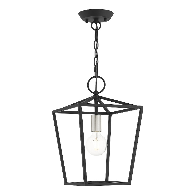 Livex Lighting Devone 1-Light Transitional Metal Convertible Lantern in Black