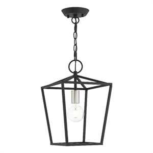 Livex Lighting Devone 1-Light Transitional Metal Convertible Lantern in Black
