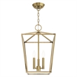 Livex Lighting Devone 3-Light Metal Convertible Lantern in Antique Brass
