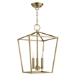 Livex Lighting Devone 3-Light Metal Convertible Lantern in Antique Brass