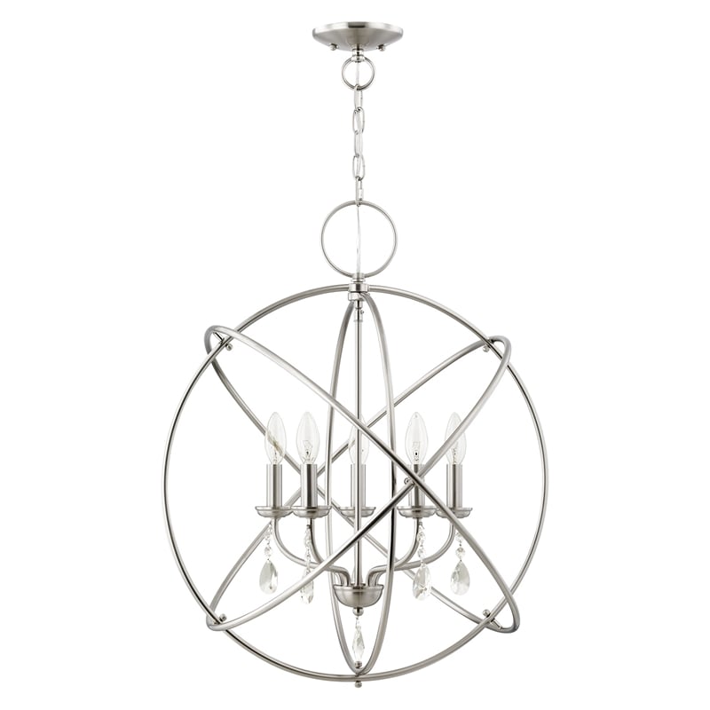 Livex Lighting Aria 5-Light Transitional Metal Chandelier in Brushed Nickel