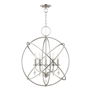 Livex Lighting Aria 5-Light Transitional Metal Chandelier in Brushed Nickel