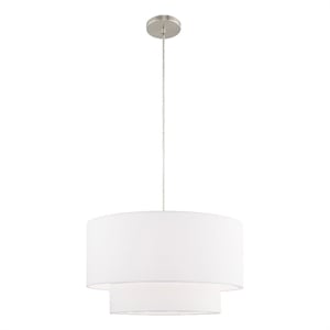 Livex Lighting Meridian 20&quot 1-Light Metal Pendant Chandelier in Brushed Nickel