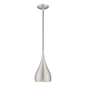Livex Lighting Amador 6.25&quot 1-Light Metal Single Pendant in Brushed Aluminum