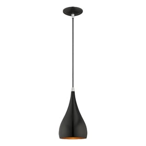Livex Lighting Amador 6.25&quot 1-Light Metal Single Pendant in Shiny Black