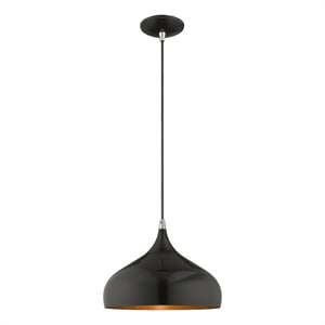 Livex Lighting Amador 75&quot 1-Light Metal Single Pendant in Shiny Black