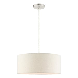 Livex Lighting Blossom 3-Light Modern Metal Drum Pendant in Brushed Nickel