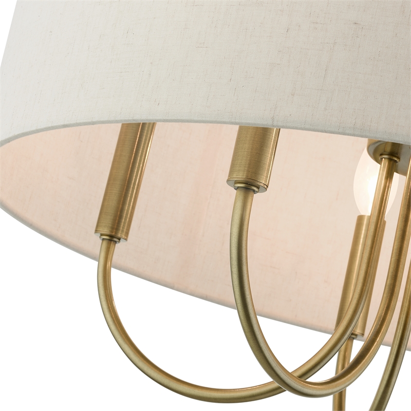 Livex Lighting Blossom 5-Light Metal/Fabric Pendant Chandelier in Antique Brass