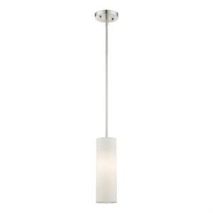 Livex Lighting Meridian 1-Light Metal & Fabric Single Pendant in Brushed Nickel