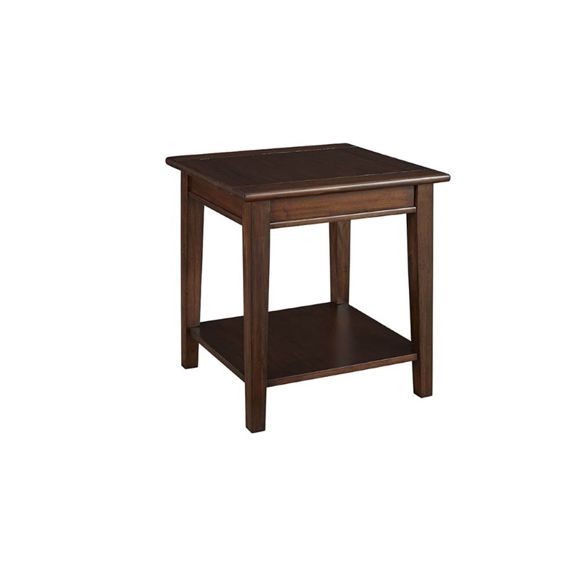 A-America Westlake Solid Wood End Table with Bottom Shelf in Cherry Brown