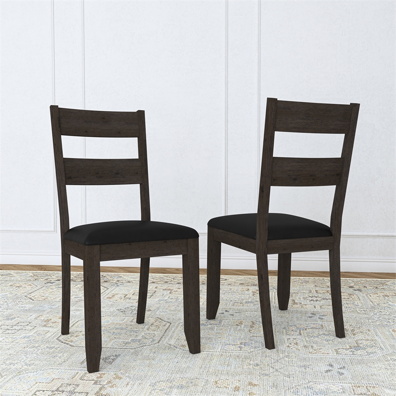 A-America Mariposa Faux Leather Ladderback Dining Chair in Warm Gray (Set of 2)