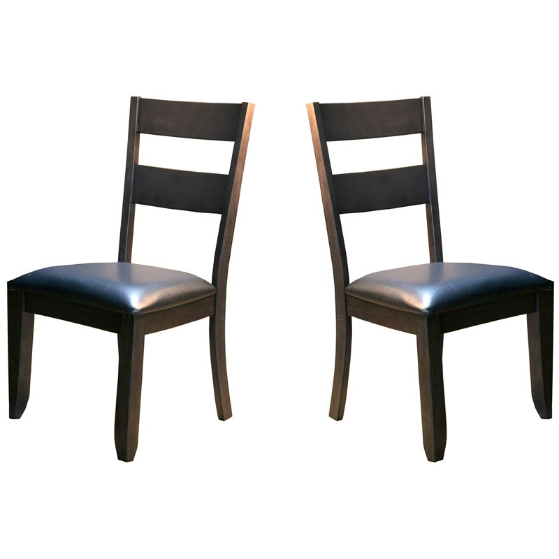A-America Mariposa Faux Leather Ladderback Dining Chair in Warm Gray (Set of 2)