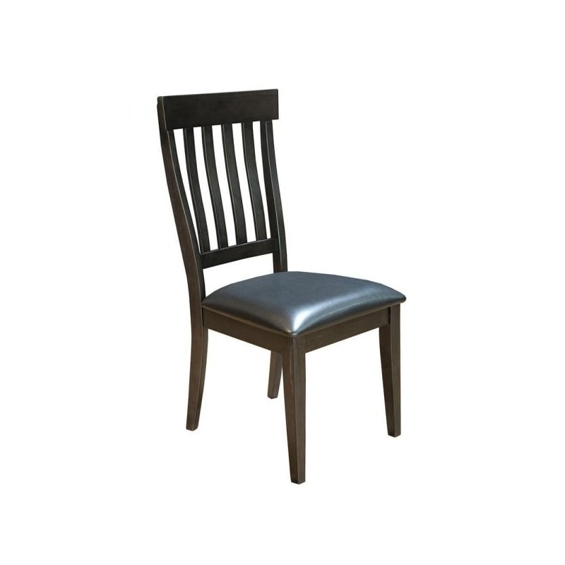 A-America Mariposa Faux Leather Slatback Dining Chair in Warm Gray (Set of 2)