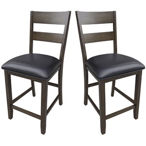 A-America Mariposa 24&quot Wood Ladderback Counter Stool in Warm Gray (Set of 2)