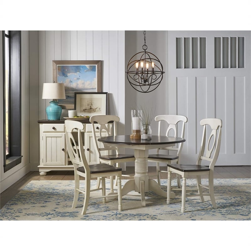 A-America British Isles Napoleon Dining Side Chair in Chalk and Cocoa (Set of 2)