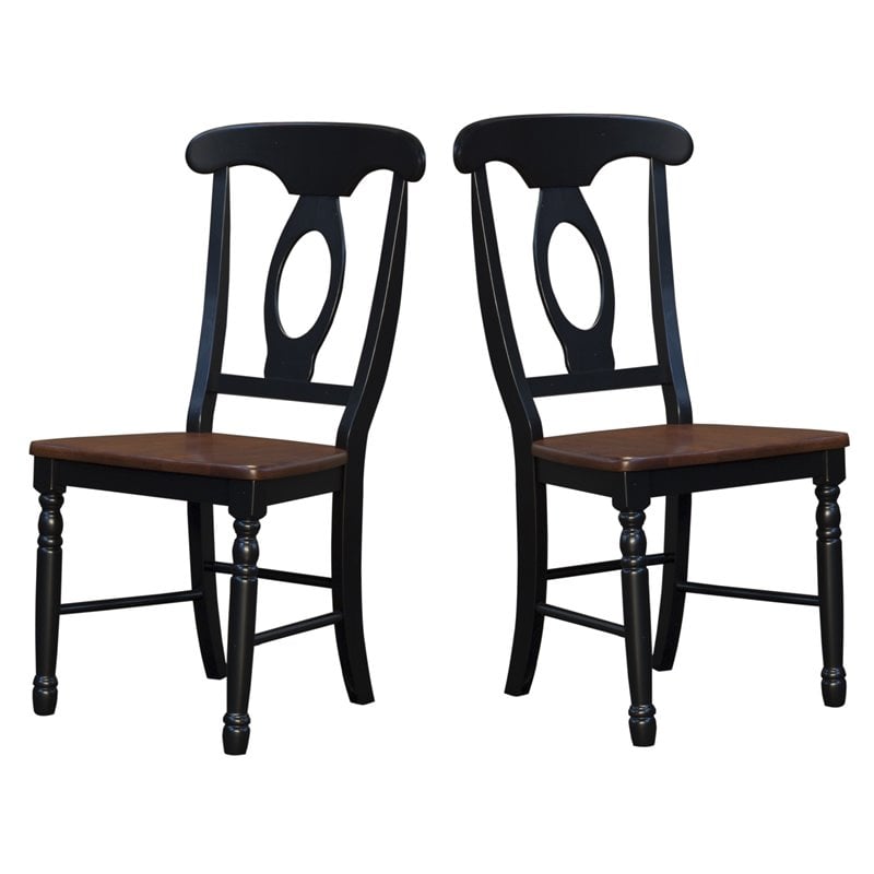 A-America British Isles Napoleon Dining Side Chair in Oak and Black (Set of 2)