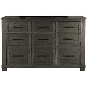A-America Sun Valley 9 Drawer Rustic Solid Wood Dresser in Charcoal