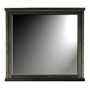 A-America Sun Valley 39.75&quot x 35.5&quot Rustic Solid Wood Frame Mirror in Charcoal
