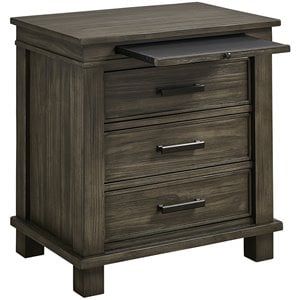 A-America Glacier Point 3 Drawer Solid Wood Charger Nightstand in Gray Stone