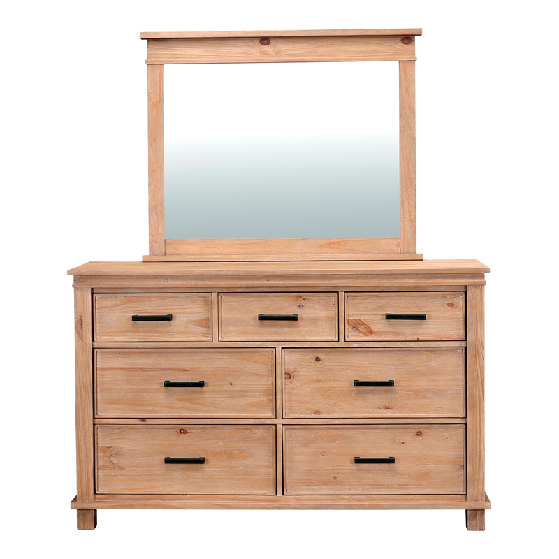 A-America Glacier Point Transitional Wood Mirror in Distressed Natural