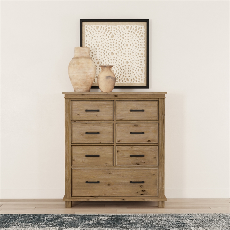 A-America Glacier Point Transitional New Zealand Pine Wood Chest in Natural