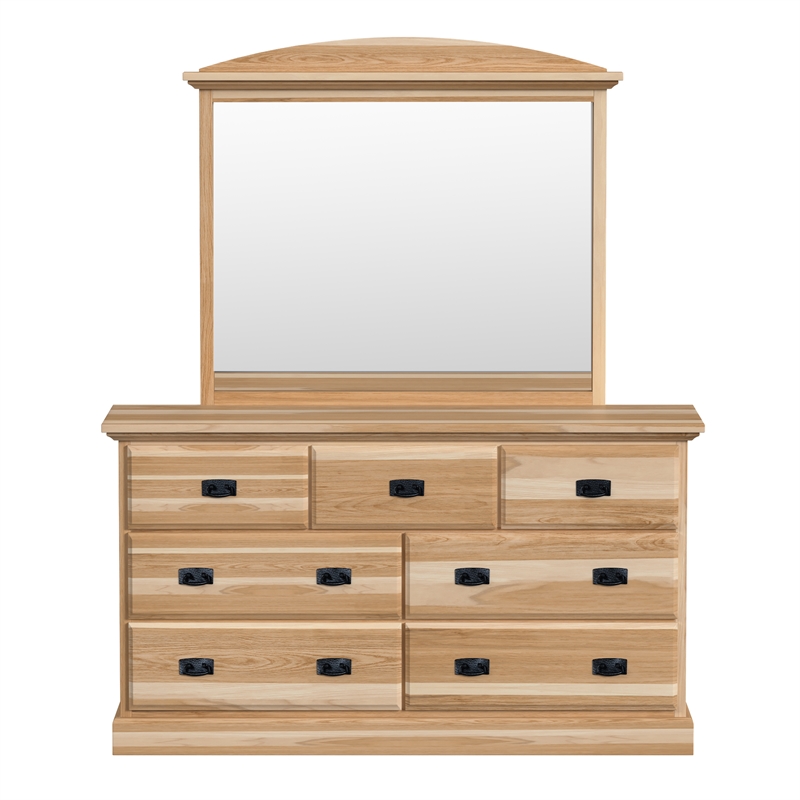 A-America Amish Highlands 7 Drawer Dresser & Mirror in Hickory