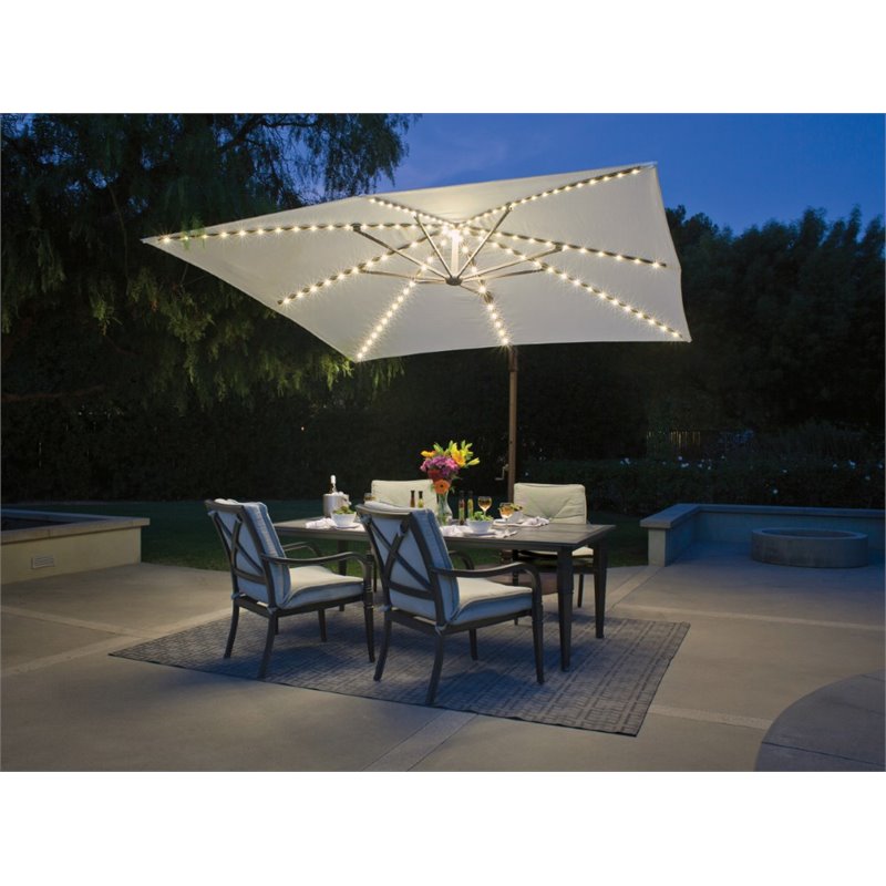 Simply Shade Bali Pro Starlight Umbrella w/ Cross Bar Stand in Bronze/Natural