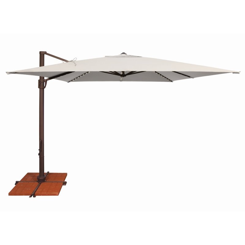Simply Shade Bali Pro Starlight Umbrella w/ Cross Bar Stand in Bronze/Natural