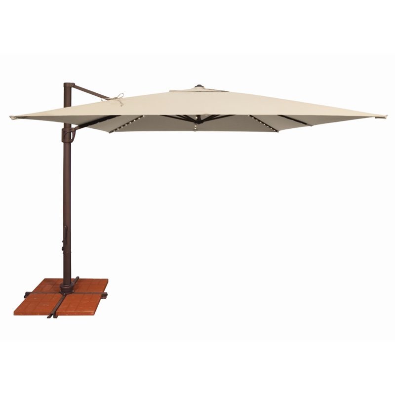Simply Shade Bali Pro Starlight Umbrella w/ Cross Bar Stand in Bronze/Beige