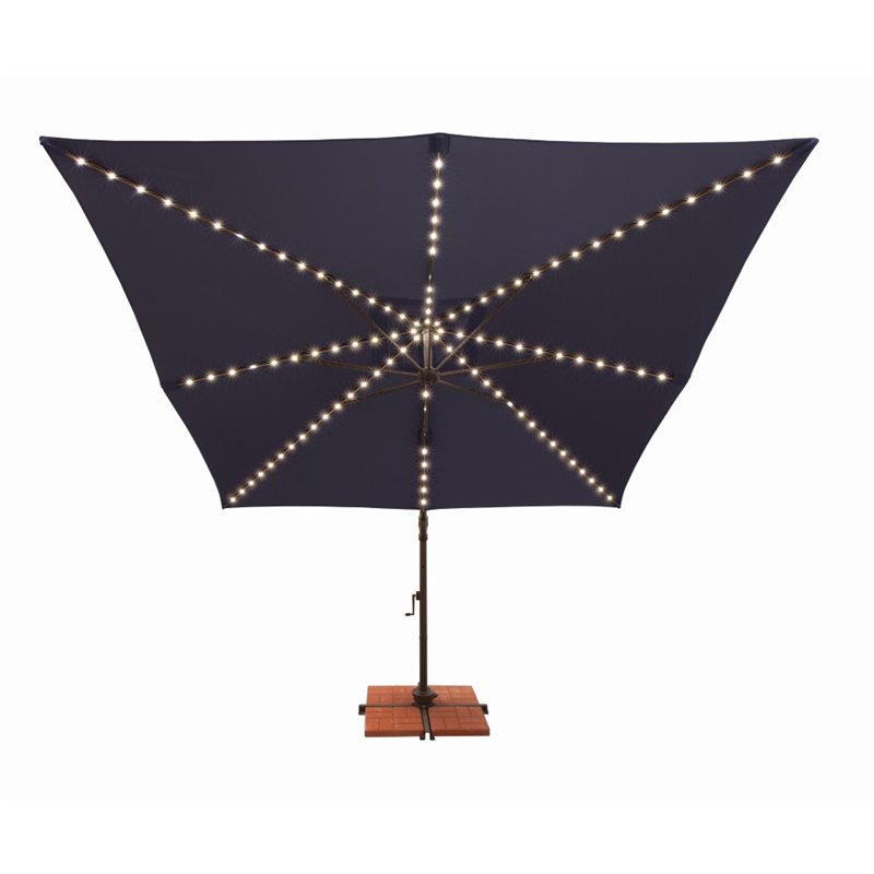 Simply Shade Bali Pro Starlight Umbrella w/ Cross Bar Stand in Bronze/Navy